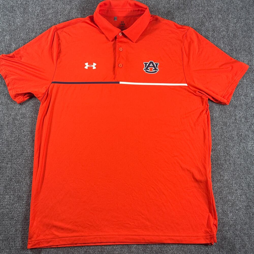 Under Armour Auburn Tigers Mens Large Polo Orange NCAA Golf Performance Shirt